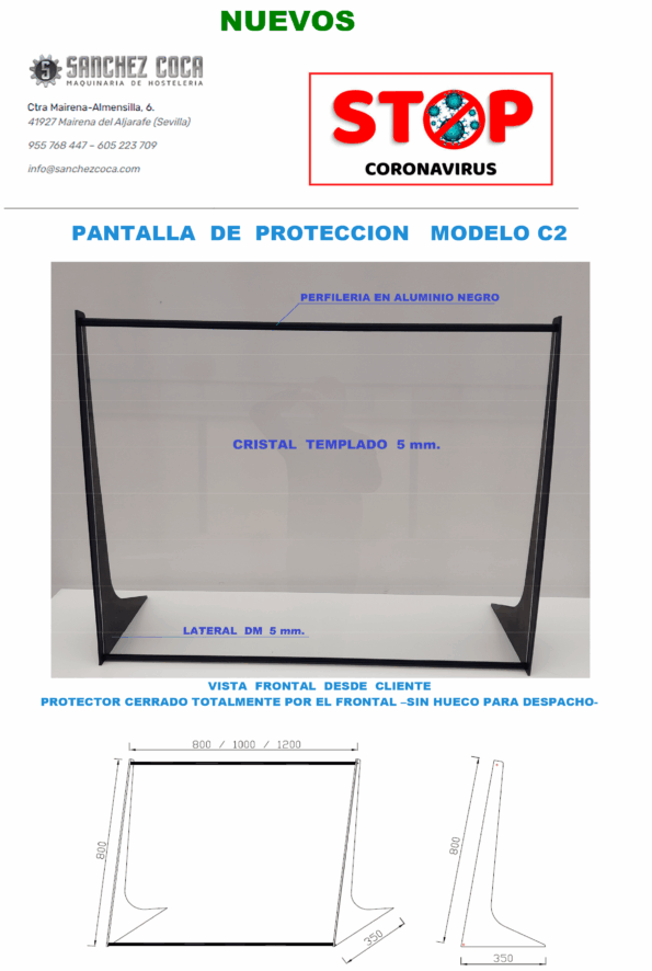 😷MAMPARAS protectoras CORONAVIRUS COVID19 modelo C2-120