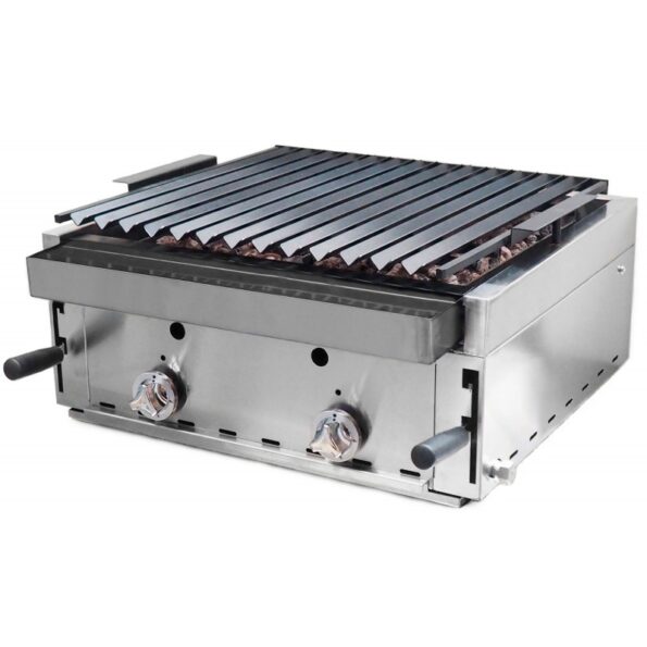 Barbacoa piedra volcánica elevable de 60 parrilla pavonada