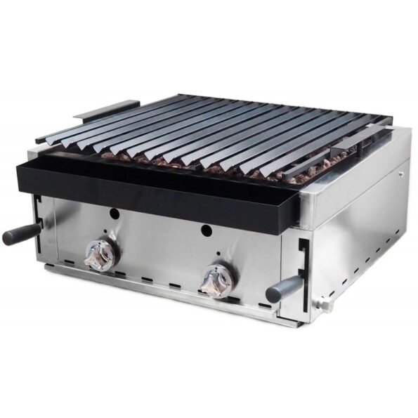 Barbacoa piedra volcánica elevable de 60 parrilla pavonada
