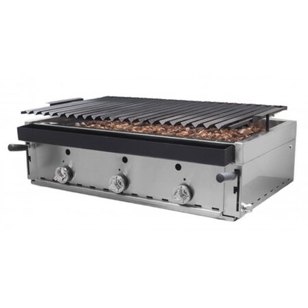 Barbacoa piedra volcánica elevable de 90 parrilla pavonada