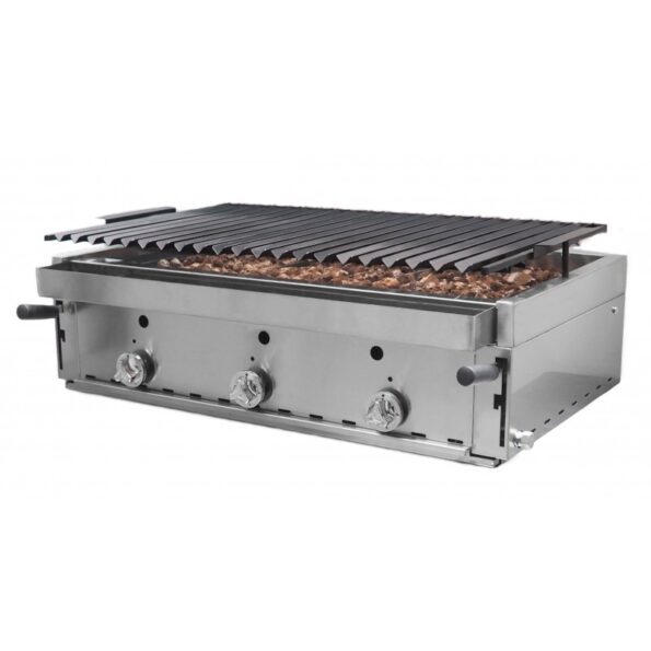 Barbacoa piedra volcánica elevable de 90 parrilla pavonada