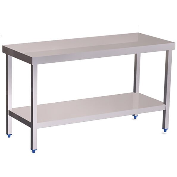 MESA DE TRABAJO EN ACERO INOXIDABLE CON ENTREPAÑO
