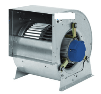 Ventiladores centrífugos de doble aspiración con motor directo y turbina con álabes hacia delante.